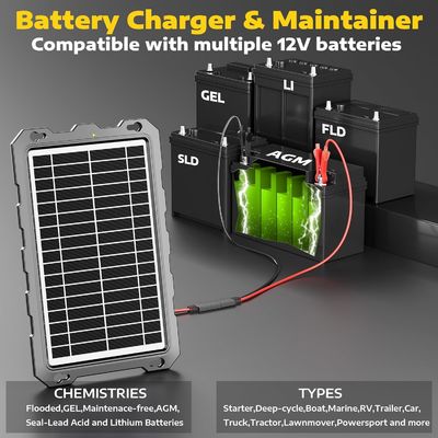 10W 12V batterie solaire chargeur à décharge de batterie alimentée maintien Marine