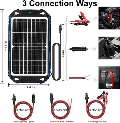 12W 12V Chargeur à décharge de panneau solaire Mainteneur de batterie solaire
