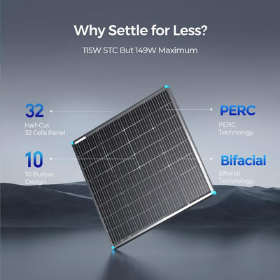 115 watts 12 volts Panneau solaire rigide Module solaire monocristallin