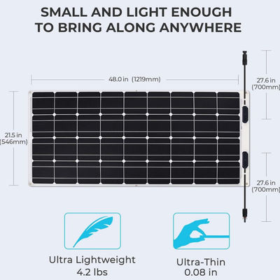 RV marine mince 100w cellule de panneau solaire flexible IP68 imperméable à l'eau