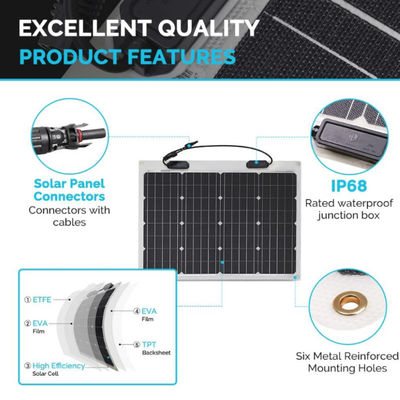 Panneau solaire monocristallin flexible semi-flexible 12 volts pour camping-car de camping-car 4 roues
