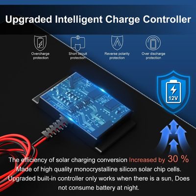 Équipé d'un chargeur de batterie solaire de 12 V, étanche à l'eau, 10 W