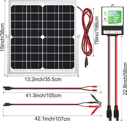 20W 12V Panneau solaire Chargeur de batterie Mainteneur de décharge pour moto automobile