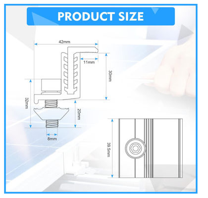Réglable panneau solaire accessoires de mise à la terre de gouttière Kit pour le système de montage photovoltaïque