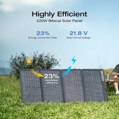Panneau solaire portable de 220 Watt pliable bifacial monocristallin pour l'extérieur
