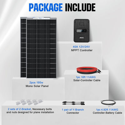 Kit de panneaux solaires monocristallins MPPT hors réseau 400 watts 12V