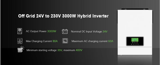 FT3000 Inverseur hybride solaire 3200WConstruit en 80A MPPT Contrôleur de charge solaire avec blanc