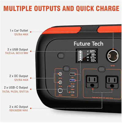 FTMB600 Set de centrale électrique portable 300W,600W Backup Lithium Battery Pack Bank