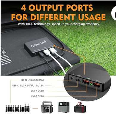 FTB70000 Power Bank avec générateur solaire de 350W, panneau solaire de 60W et kit de lumière LED USB de 10W