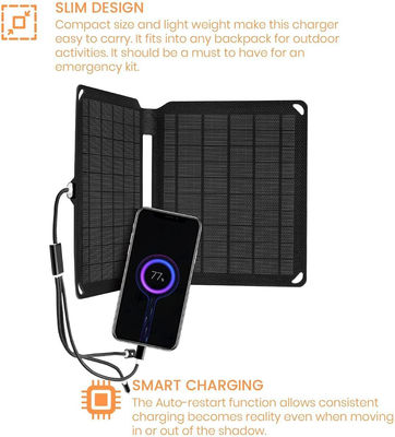 Piles solaires monocristallines portables pour les situations d'urgence Les chargeurs de panneaux solaires ETFE 10W 5V