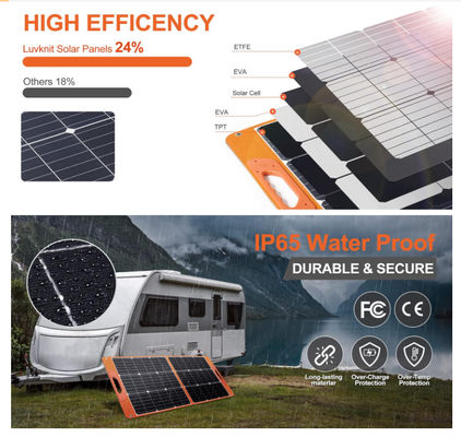 Couverture solaire pliable de 100 Watt Panneaux solaires portables pour l'extérieur
