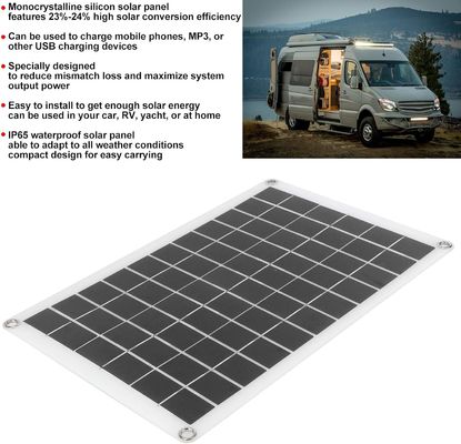 Panneau solaire portable léger Cellule monocristalline 100W 12/24V Sortie USB