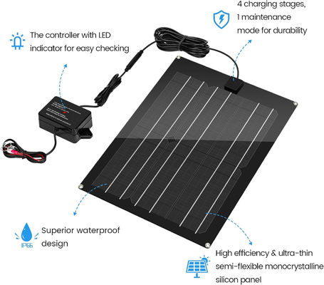Chargeur de batterie de voiture solaire pour véhicule de tourisme 15W 12V