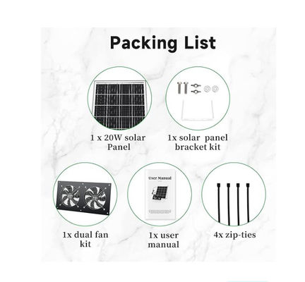 Kit de panneaux solaires extérieurs FTB20 Alimenté par ventilateur d'échappement pour poulailler IP65 étanche