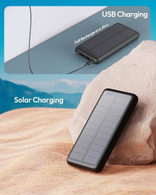 Chargeur solaire portable USB C 27000mAh pour téléphone portable et tablette