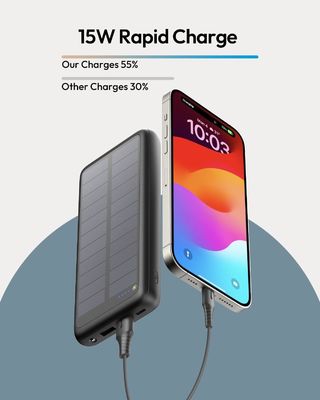Chargeur solaire portable USB C 27000mAh pour téléphone portable et tablette
