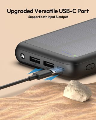 Chargeur solaire portable USB C 27000mAh pour téléphone portable et tablette