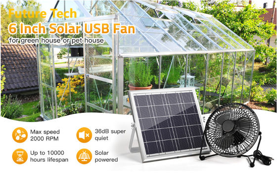 Ventilateur d'échappement de panneau solaire FTB10 6 pouces Ventilateur solaire à haute vitesse 2000 tours par minute 36 dB