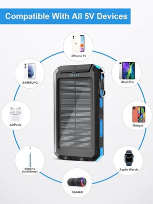 38800mAh Banque d'alimentation solaire USB étanche pour le camping en plein air