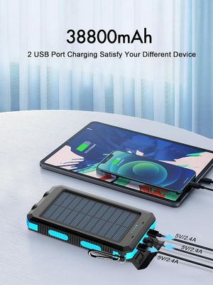 38800mAh Banque d'alimentation solaire USB étanche pour le camping en plein air