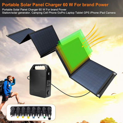 Panneau solaire pliable à haut rendement 60W avec USB 5V pour le camping, téléphone cellulaire